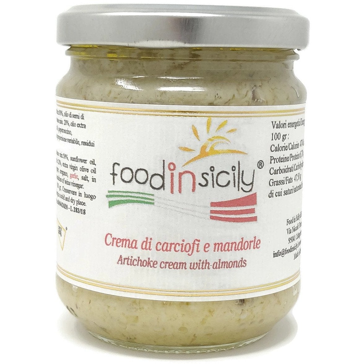 Crema di Carciofi e mandorle, vasetto 190 grammi Food in Sicily 