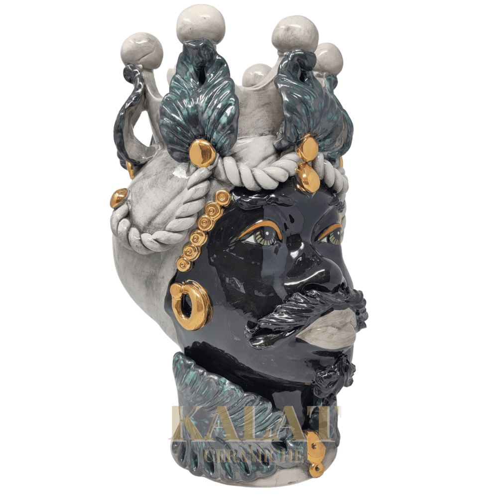 Testa di Moro "L'Audace", Kalat Ceramiche, Uomo, h 38 cm Ceramica Kalat Ceramiche 